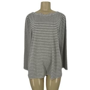 Chico’s Large Women Pullover Striped Long Sleeve T-shirt Shimmer B23